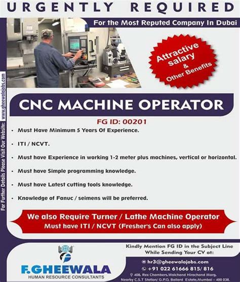 cnc machines jobs in Dubai 